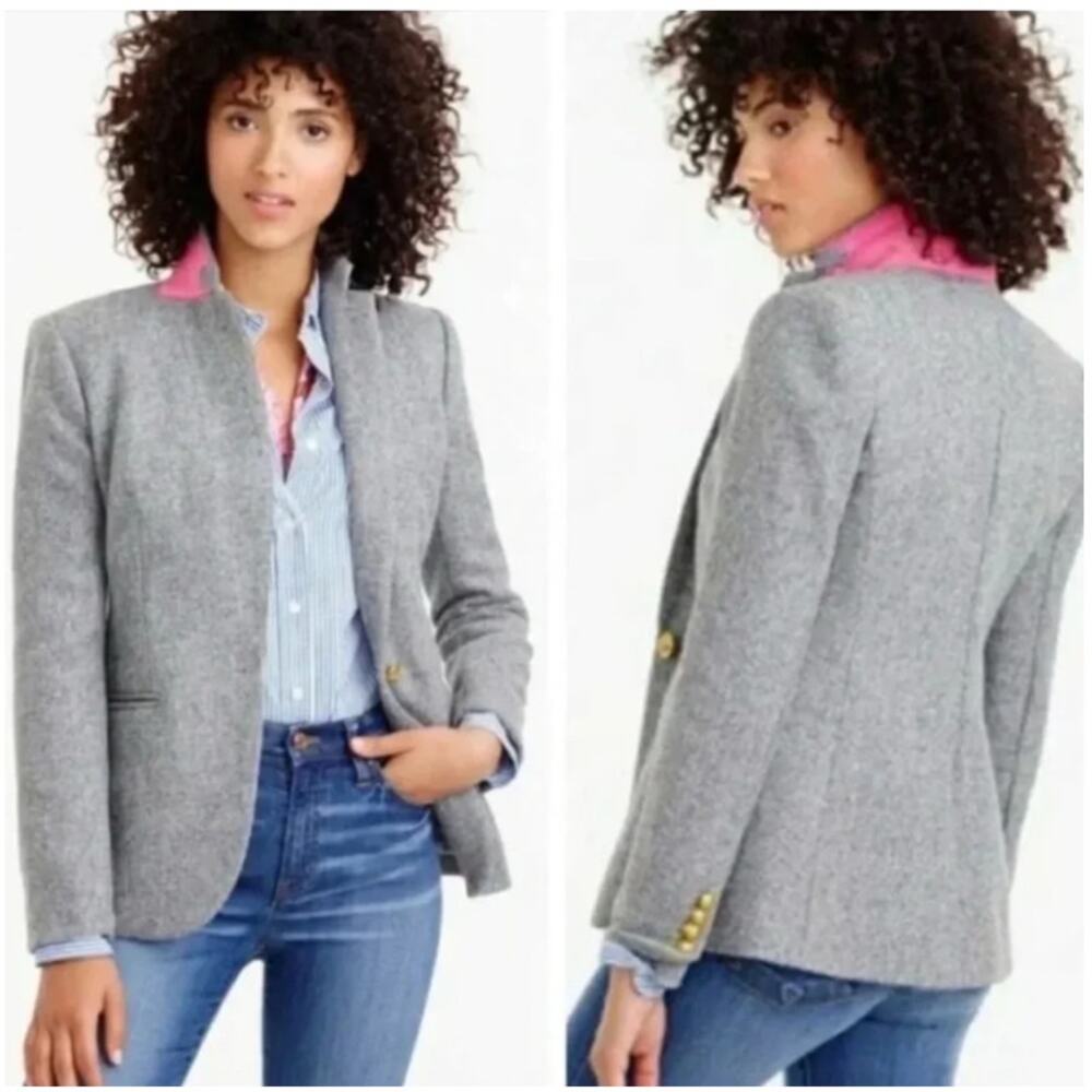 J. Crew Campbell Blazer Size 6 Gray Donegal Wool Classic Prep Academia - Picture 6 of 12